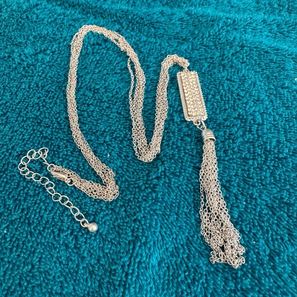 Elegant Silver Tassel Necklace - Picture 2 of 2